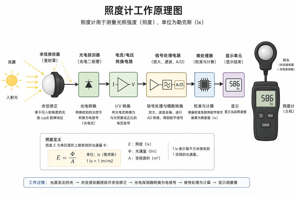 手持?jǐn)?shù)字照度計工作原理